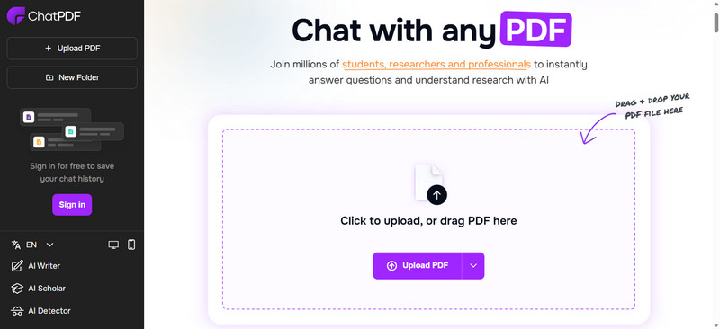 chatpdf main interface