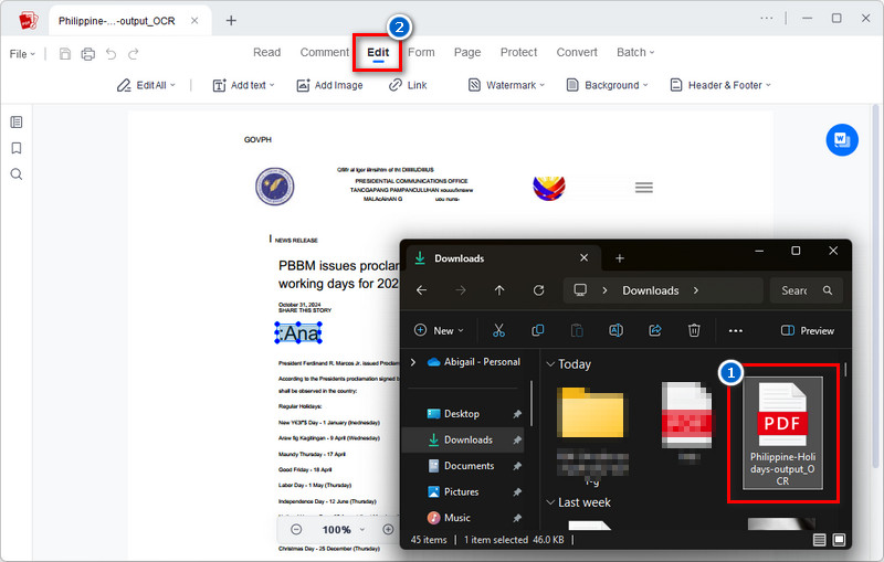 edit the converted read-only pdf file