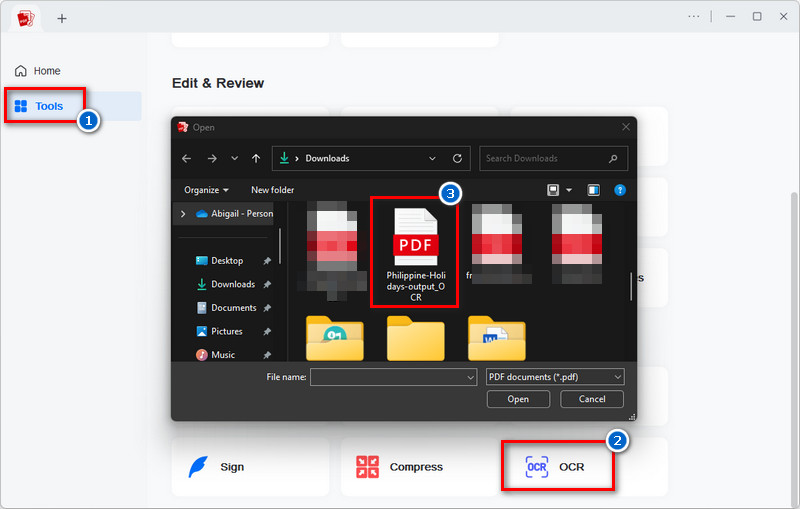 access ocr and upload the file