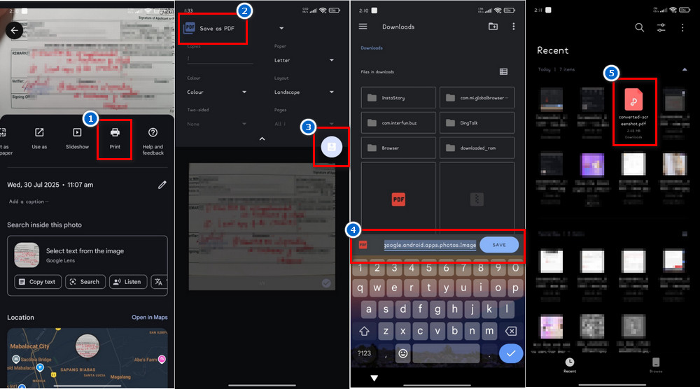 convert screenshot to pdf on android devices