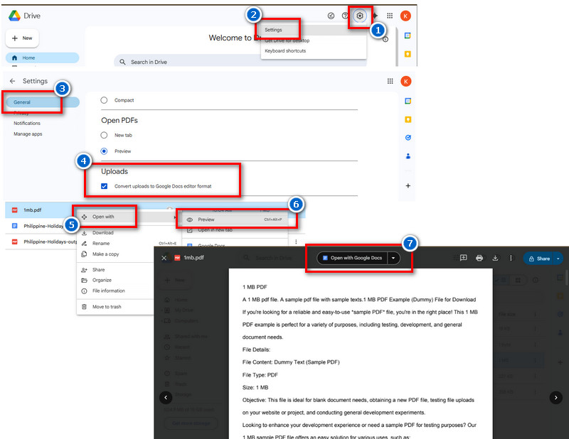 enable the auto conversion on google drive