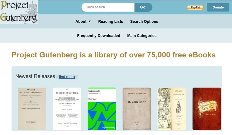 project gutenberg homepage