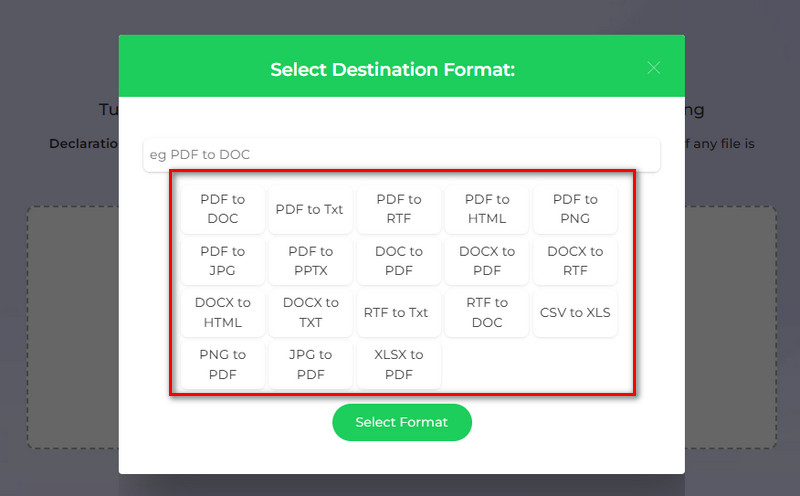 choose a conversion function from the pop-up menu