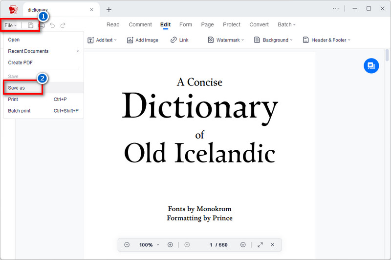 save the edited pdf after editing
