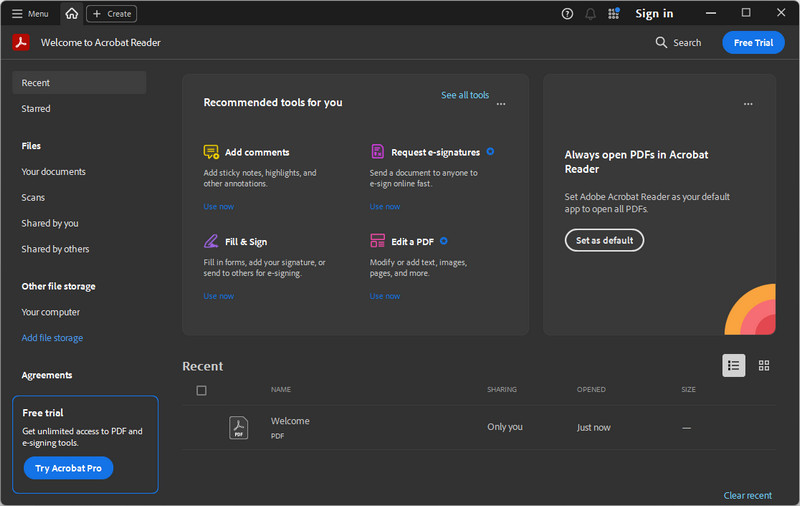 adobe acrobat reader interface