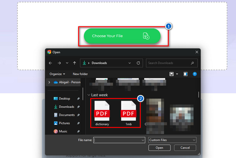 upload the pdf document to the tool