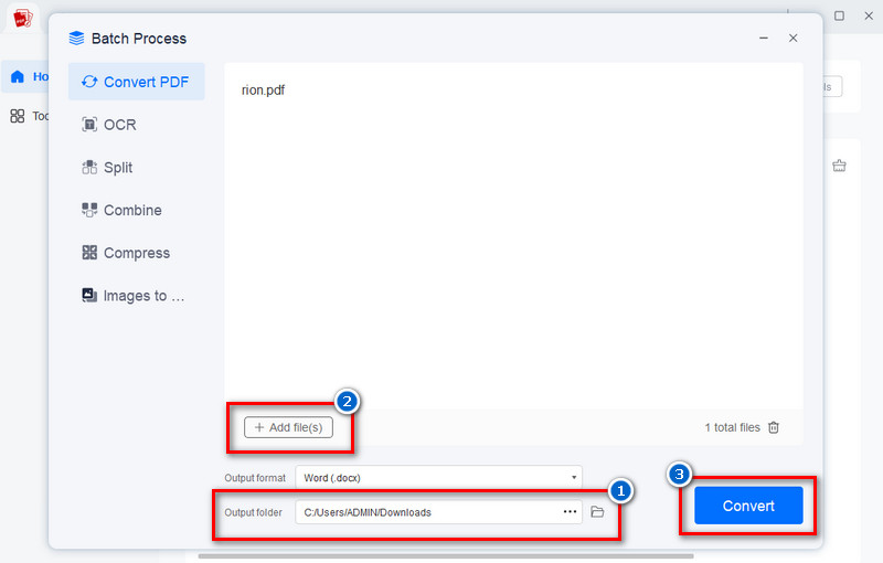 start to convert pdf to word