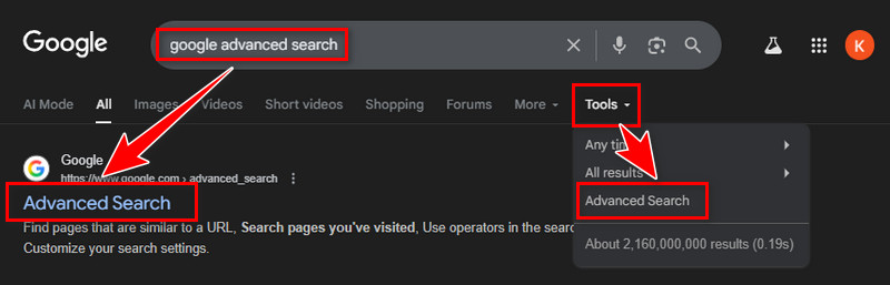 access the google advanced search