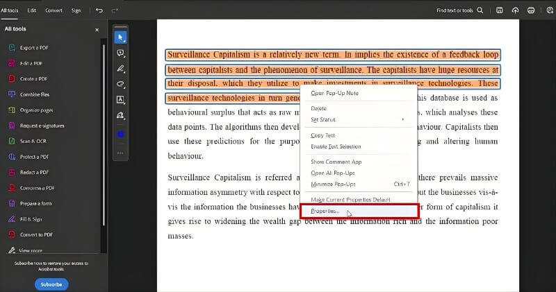adobe acrobat highlight properties