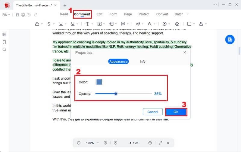 change highlight color on acepdf