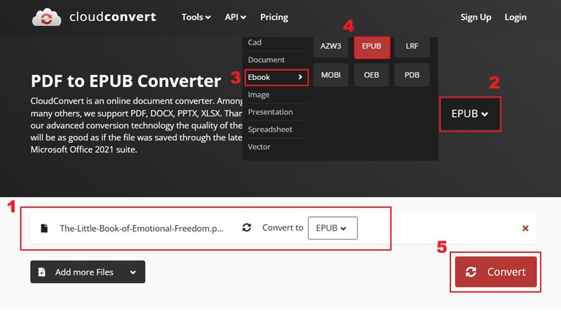 convert pdf file to epub