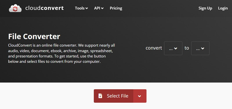 cloudconvert homepage