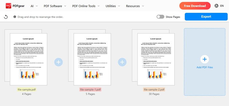 pdfgear merge pdf files