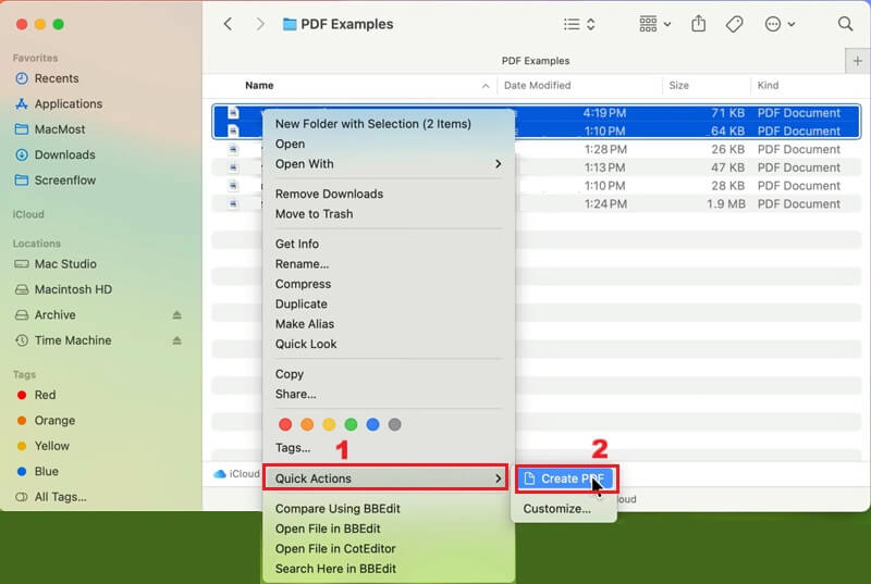quick action create pdf