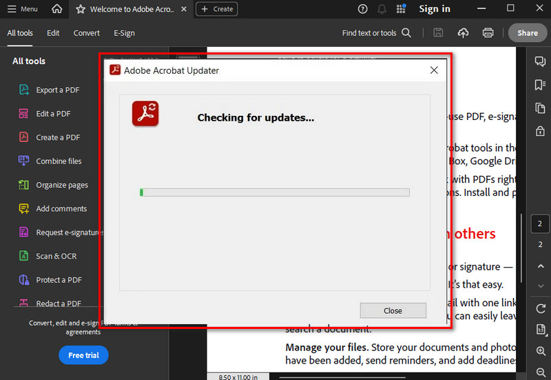 start updating the software