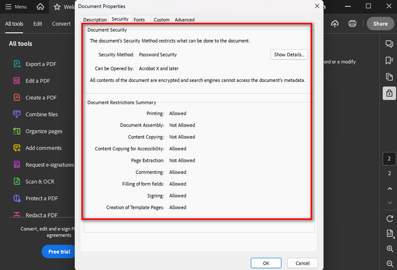 check the file’s permission in detailed