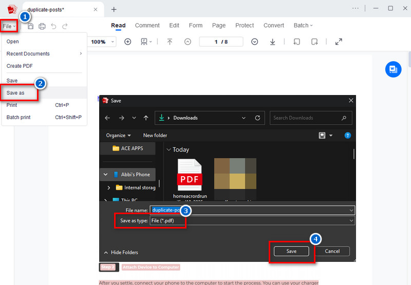 save the file as pdf