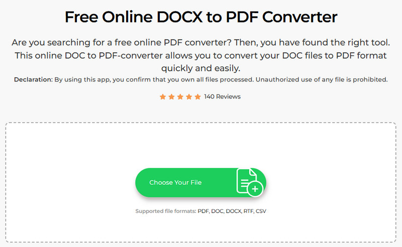 ace docx to pdf converter homepage