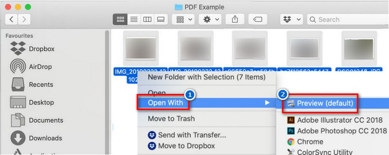 open selected images on preview app