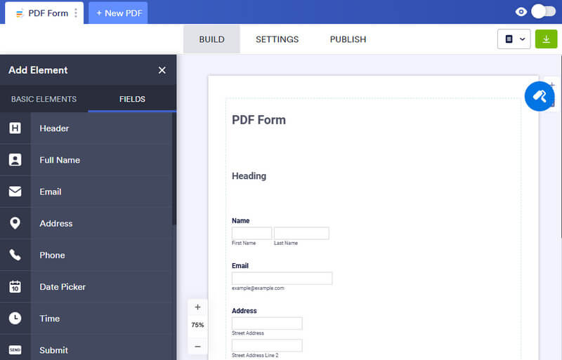 create pdf fillable form using jotform