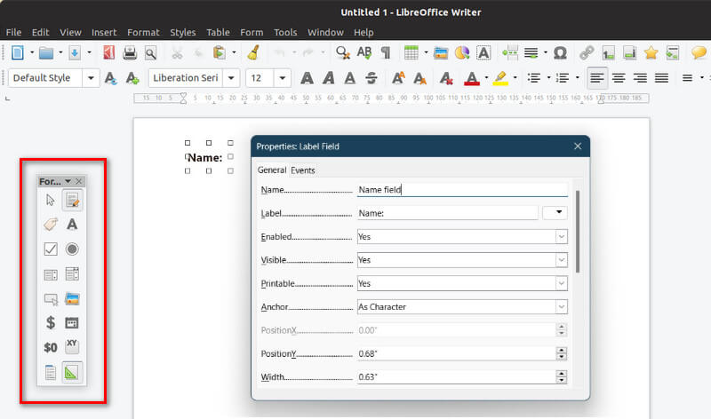 make a fillable form in pdf format using libreoffice