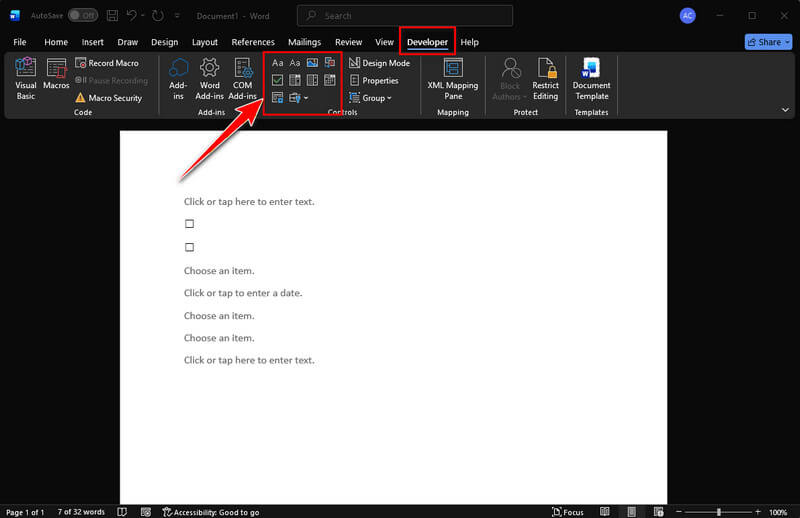 make fillable form using microsoft word